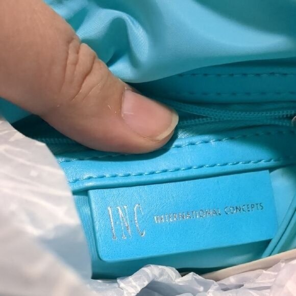 INC International Concepts Lt Blue Quilted Crossbody Bag Chain Strap - Picture 4 of 10